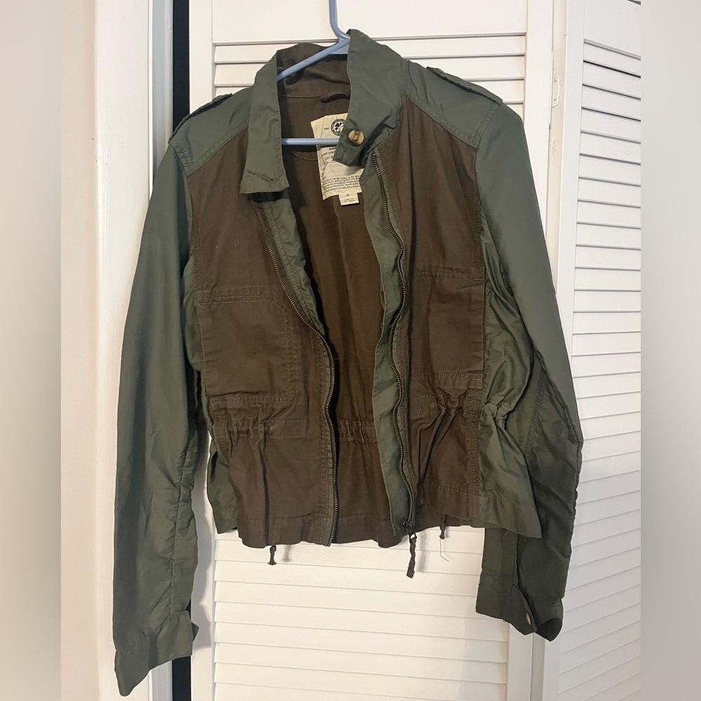 Lucky Brand Utility Military Green Zipper front Jacket
